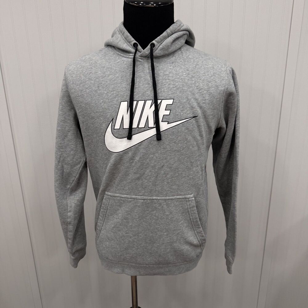 Nike Men's Large Gray Large Logo Cotton Blend Pullover Hoodie Activewear
